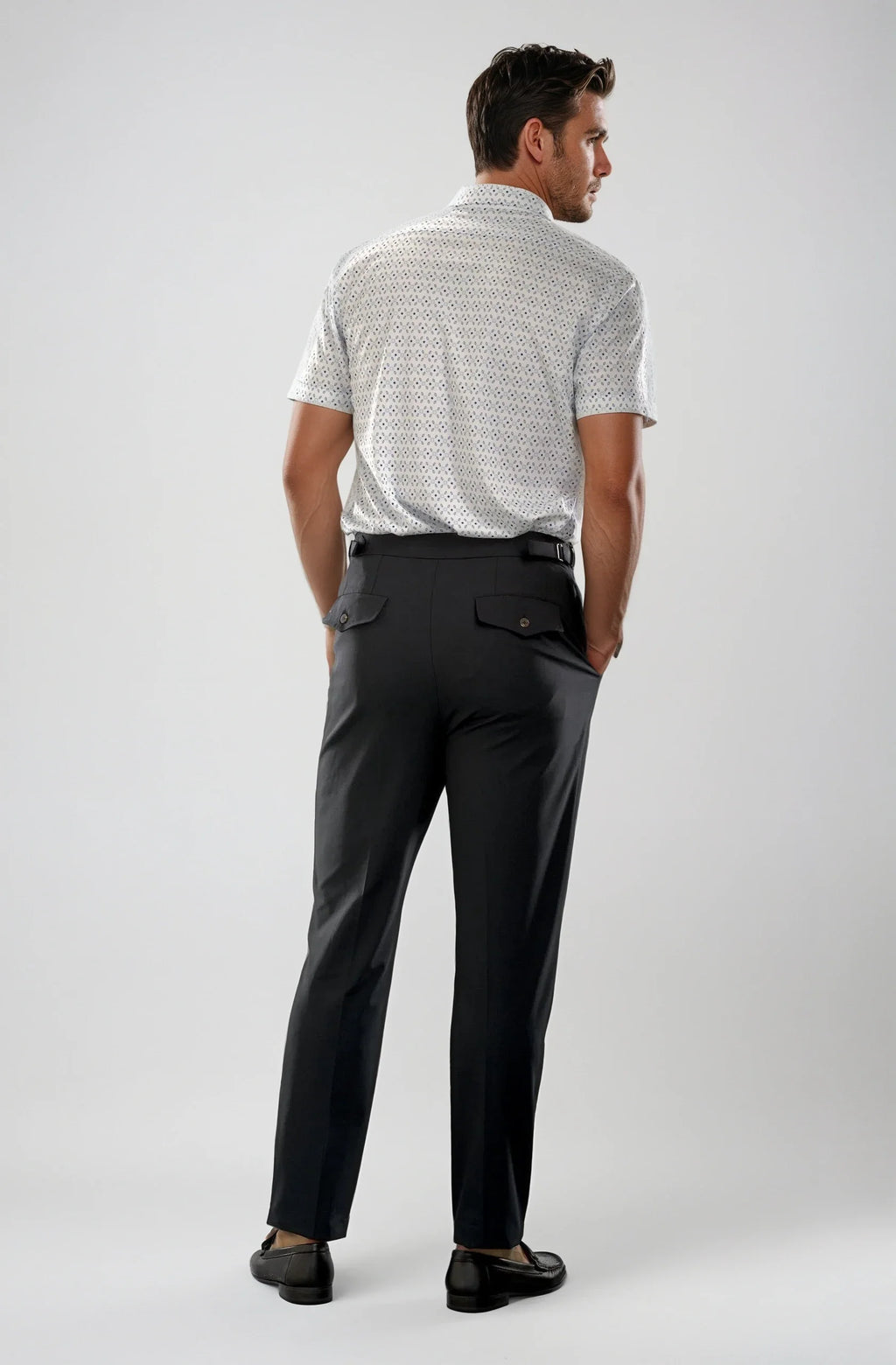 Pleated Wool Trouser Pants | Navy