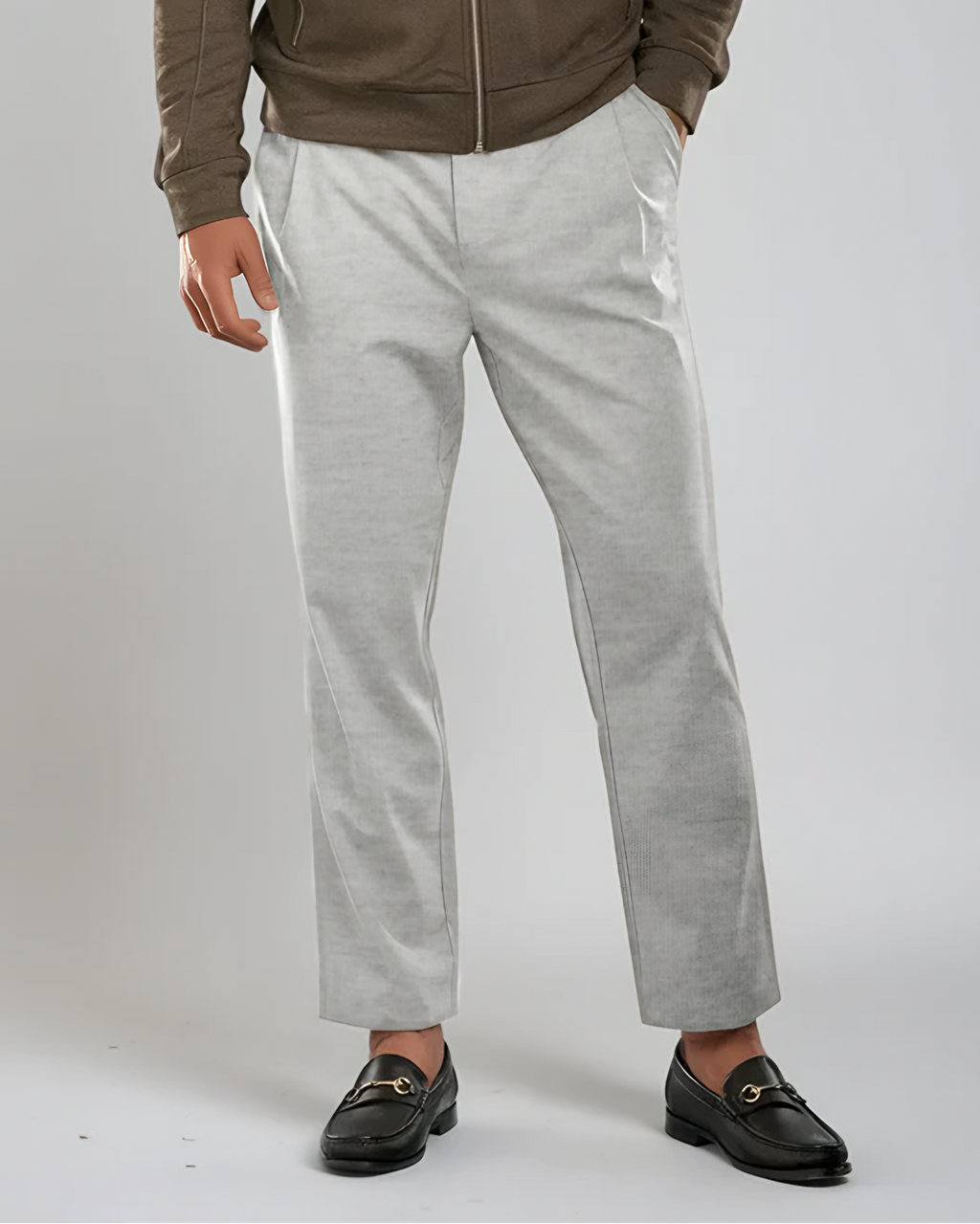 Pleated Wool Trouser Pants | Heather Grey