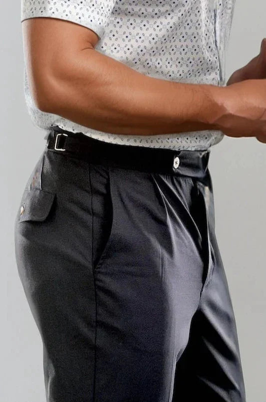 Pleated Wool Trouser Pants | Navy