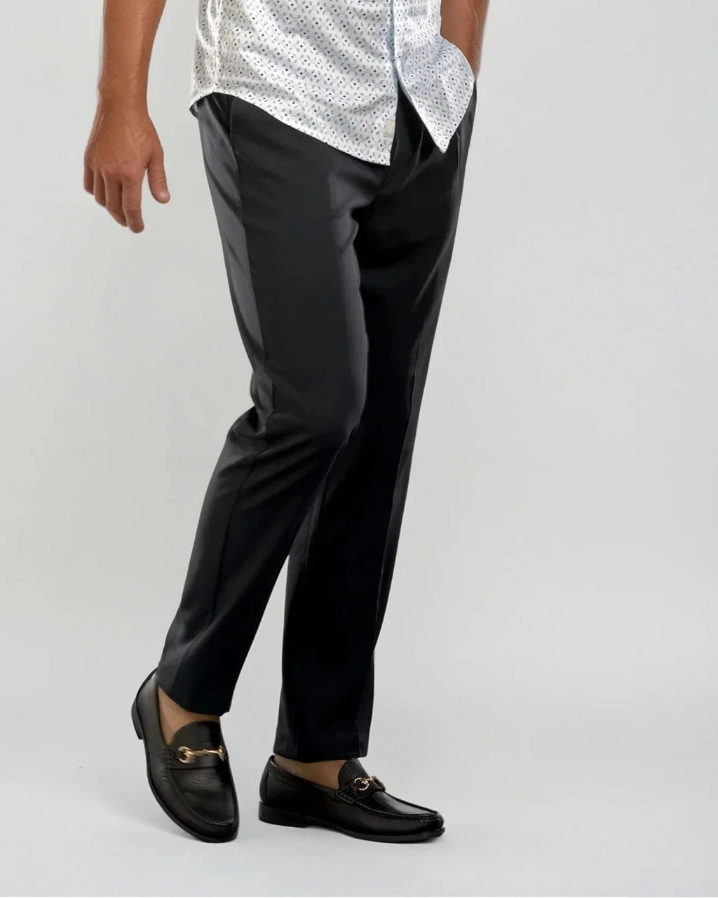 Pleated Wool Trouser Pants | Navy
