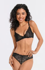 Lace Bra Set with Leopard Print Minimizer