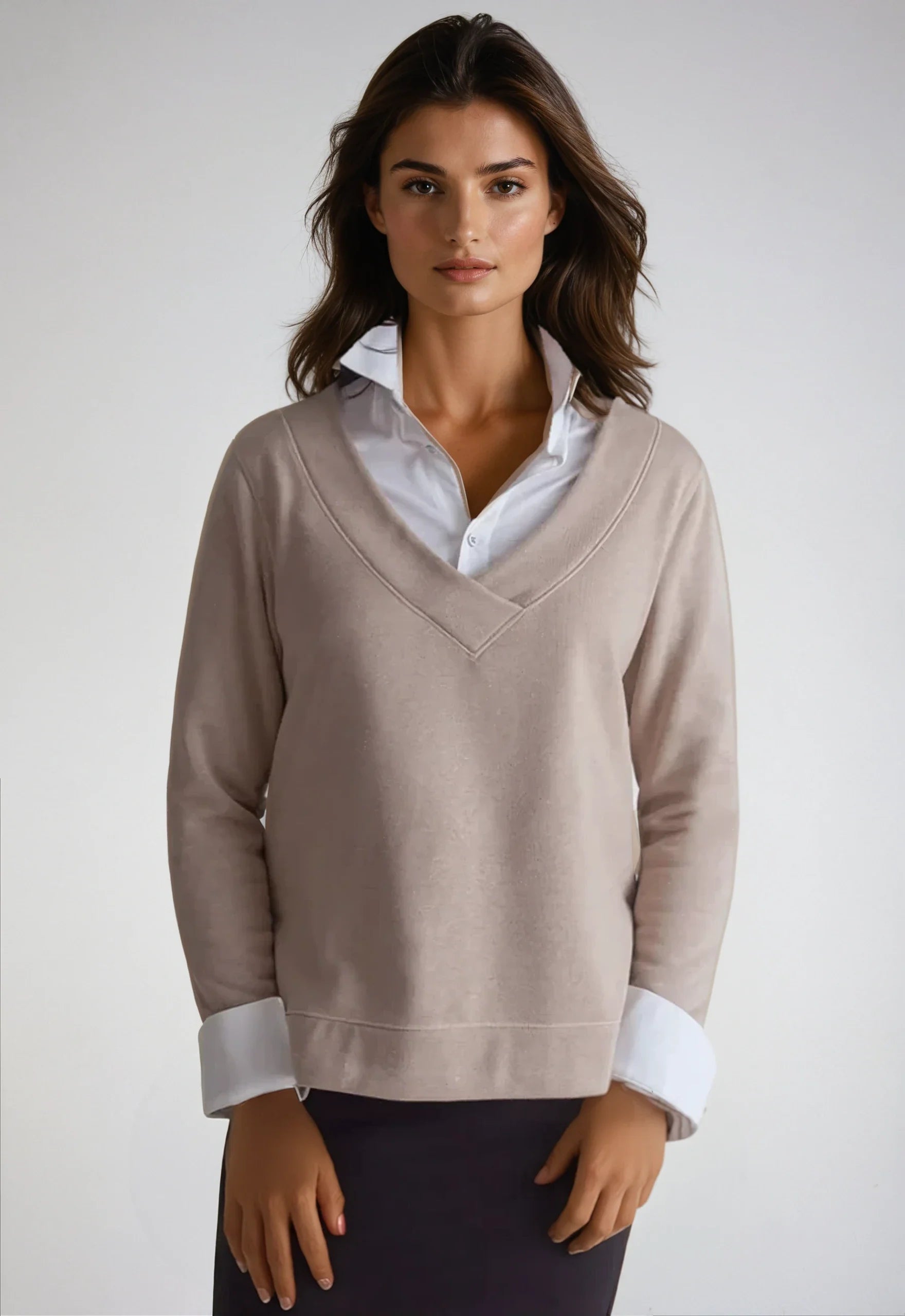 Power Vee 'Sweater' Sweatshirt | Camel
