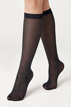 Conte Lines Fantasy Knee Highs | Horizontal Stripes and Seam Effect