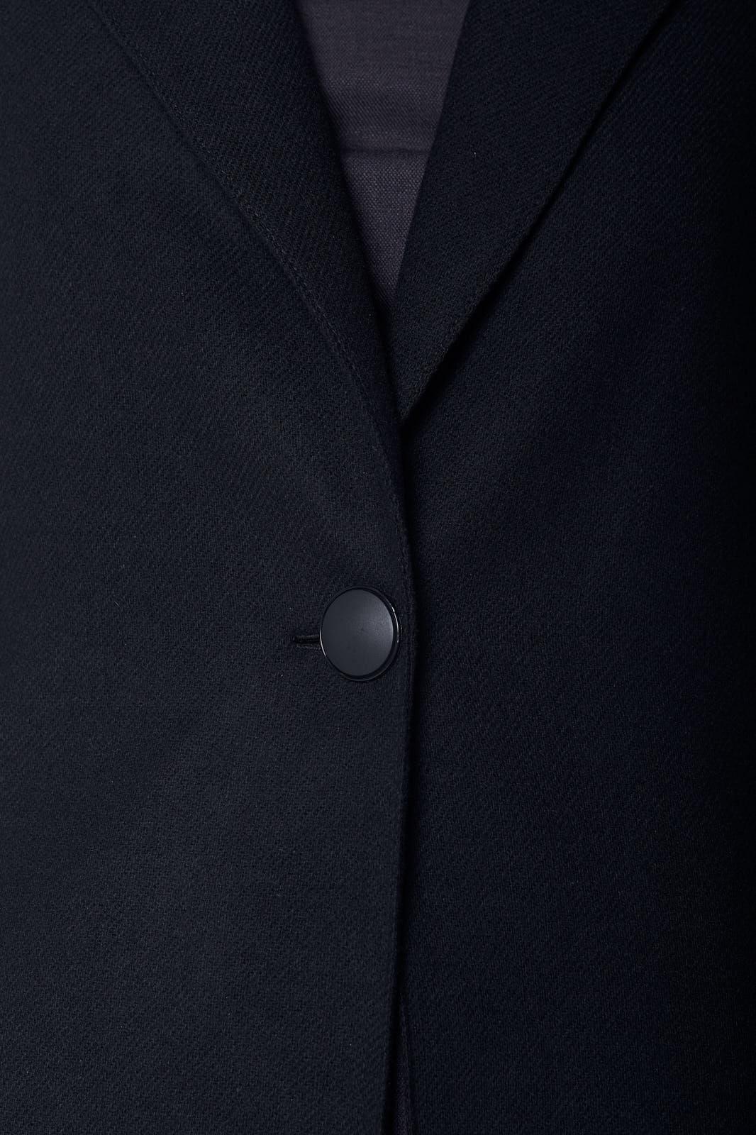 Le Réussi Worsted Flannel Long Trench Coat Black