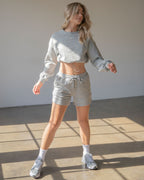 Rebody Puff Sleeve Crop Sweatshirt