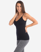 Seamless Slimming Camisole with Lace Trim at Neckline | Black