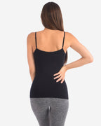 Seamless Slimming Camisole with Lace Trim at Neckline | Black