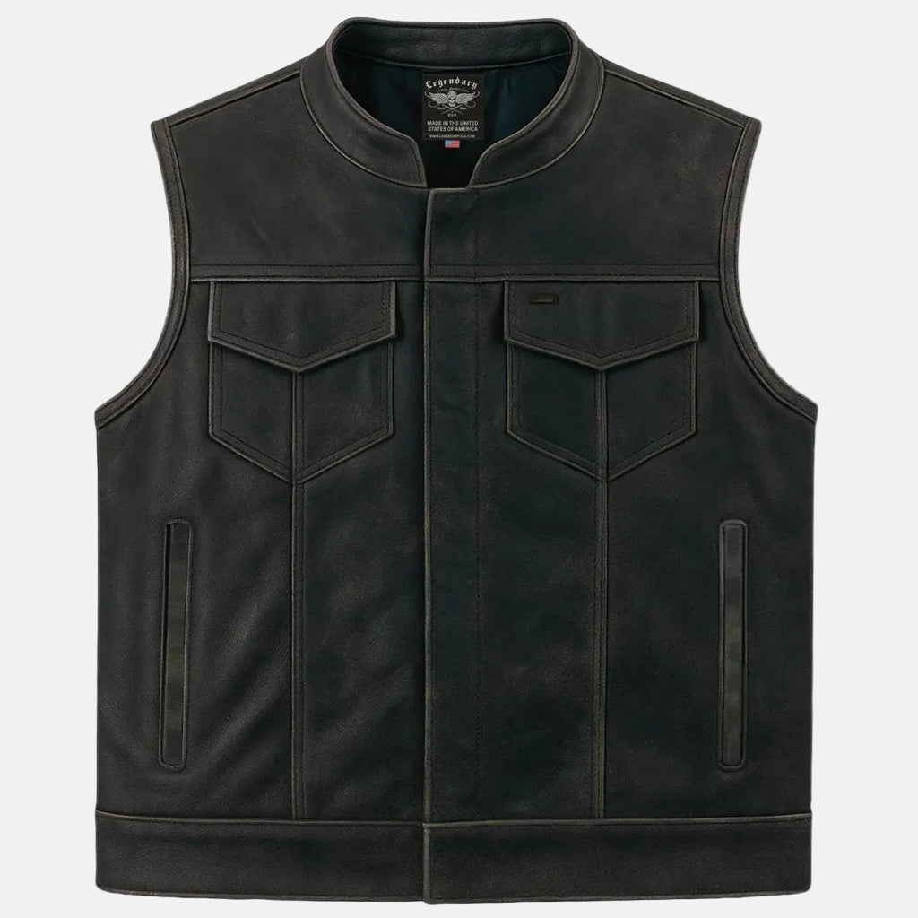 Legendary Reckless Outlaw Men's Aged Leather Motorcycle Vest