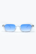 Rectangular Thick Acetate Clear Frame Sunglasses with Blue Smoke Lense