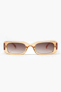 Rectangular Yellow Transparent Sunglasses with Brown Smoke Lenses
