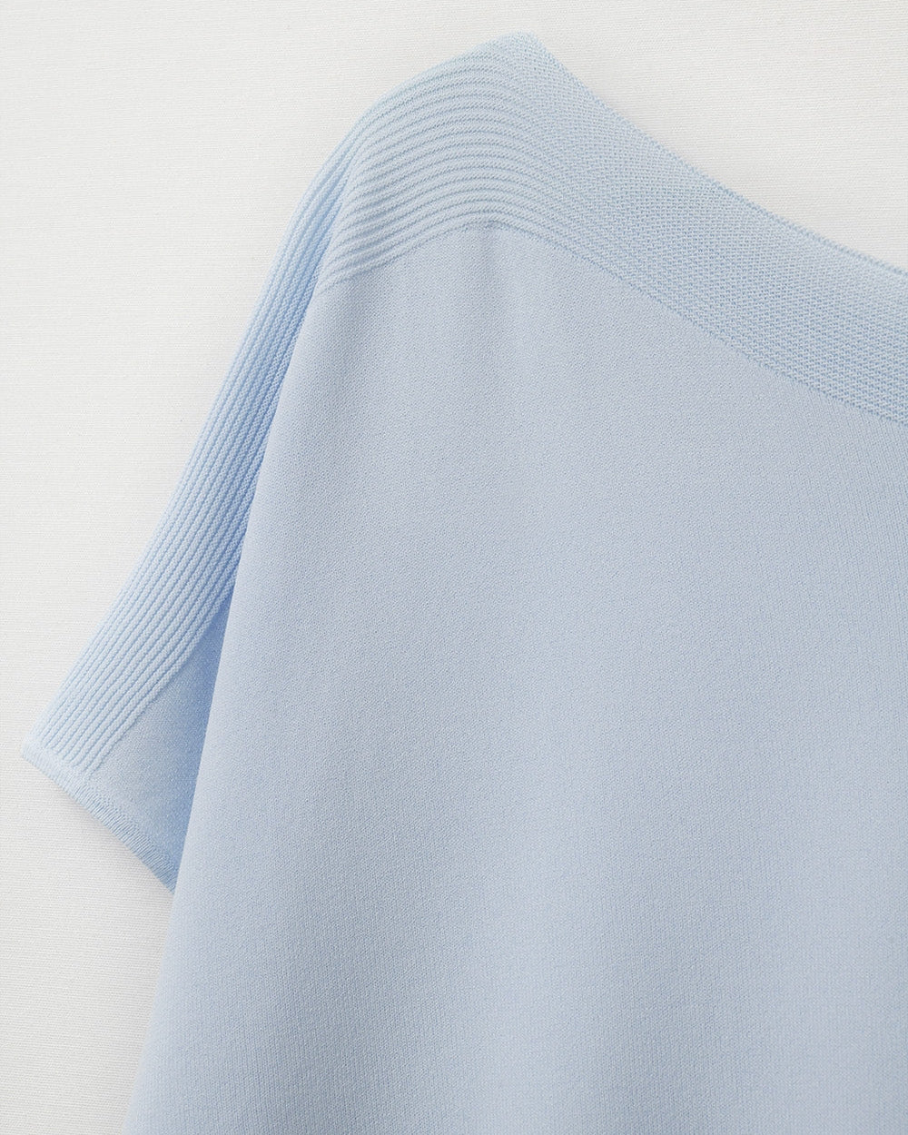 Relaxed Baby Blue Boatneck Sweater with Dropped Sleeves