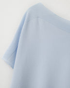Relaxed Baby Blue Boatneck Sweater with Dropped Sleeves