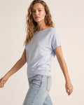 Relaxed Baby Blue Boatneck Sweater with Dropped Sleeves