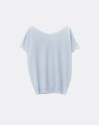 Relaxed Baby Blue Boatneck Sweater with Dropped Sleeves