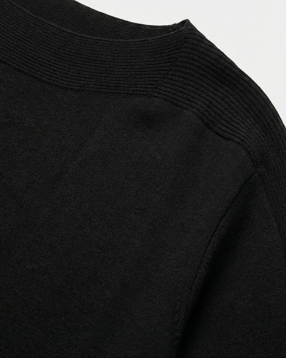 Relaxed Black Boatneck Sweater with Dropped Sleeves
