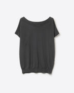 Relaxed Black Boatneck Sweater with Dropped Sleeves