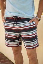 Duke 7.25” Stripe Boardshort | Navy Combo