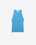 Ribbed Halter Top with Scalloped Finish in Electric Blue