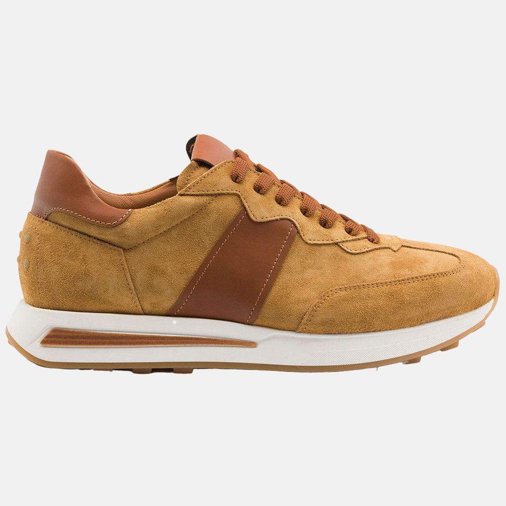 ROXI Suede & Calfskin Sneaker | Cognac