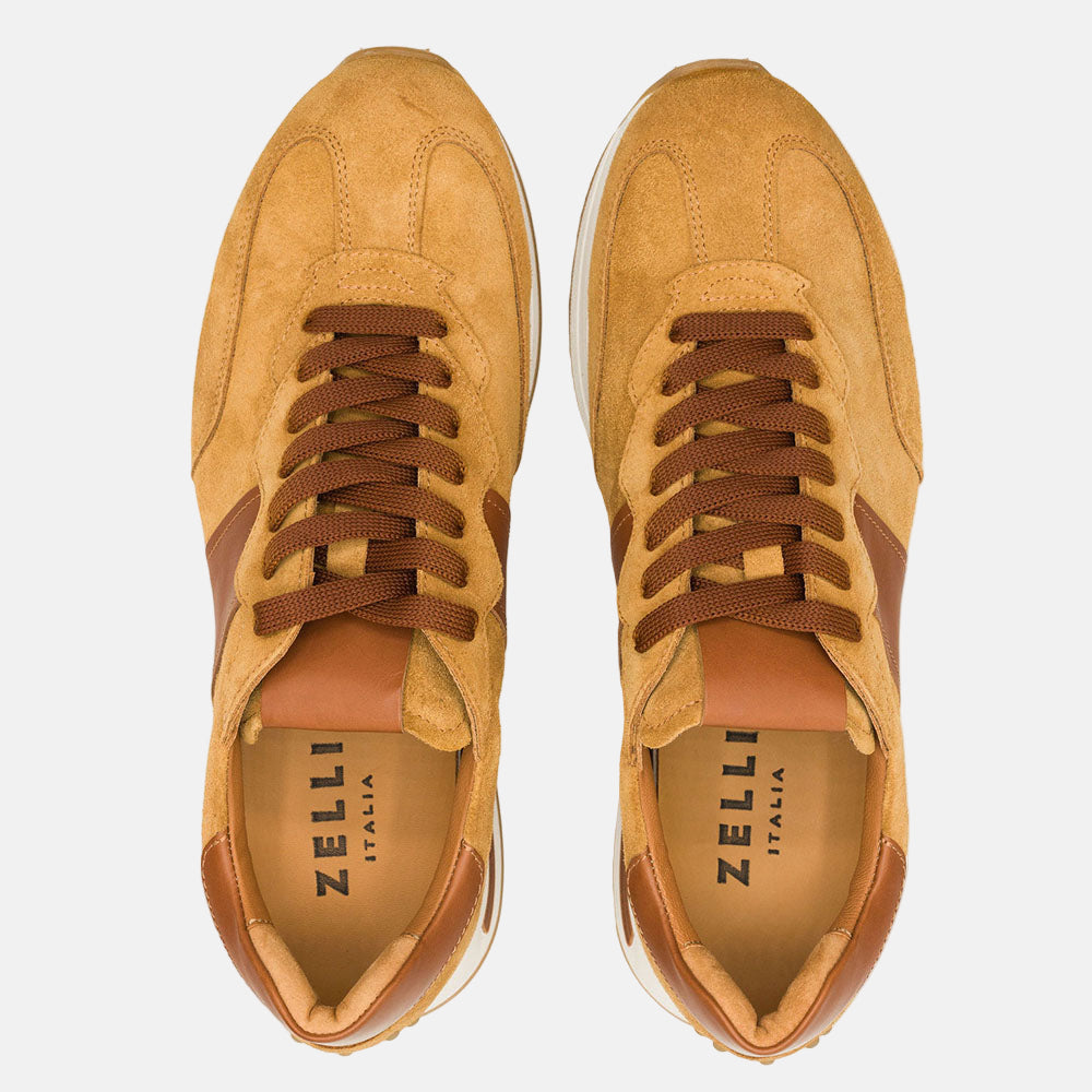 ROXI Suede & Calfskin Sneaker | Cognac