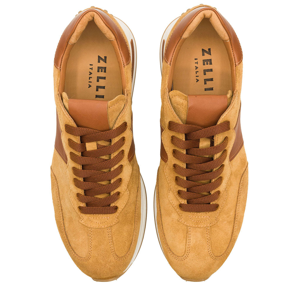 ROXI Suede & Calfskin Sneaker | Cognac
