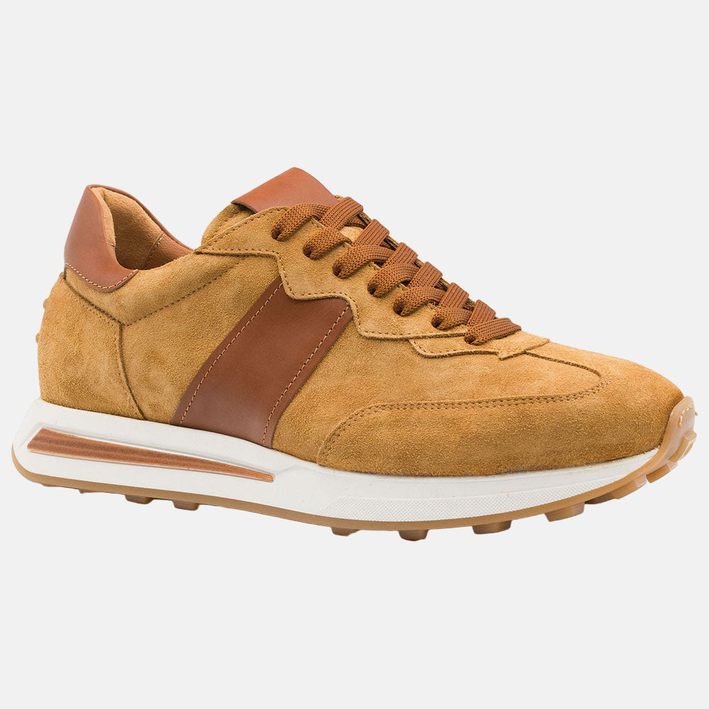 ROXI Suede & Calfskin Sneaker | Cognac