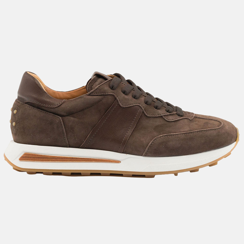 ROXI Suede & Calfskin Sneaker | Nicotine