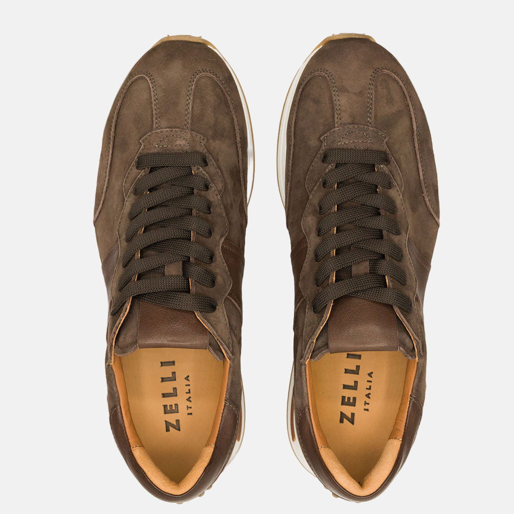 ROXI Suede & Calfskin Sneaker | Nicotine