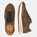 ROXI Suede & Calfskin Sneaker | Nicotine