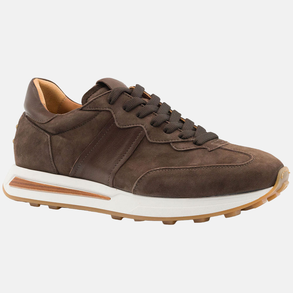 ROXI Suede & Calfskin Sneaker | Nicotine