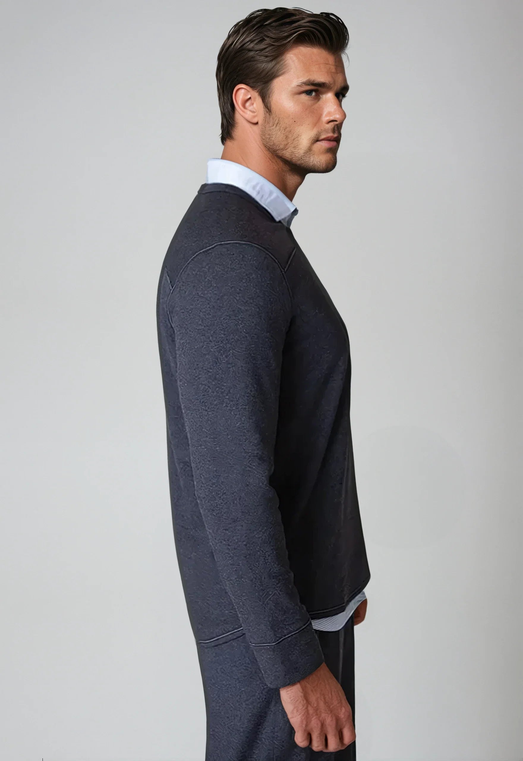 Rugvee Pullover V-Neck Sweatshirt | Charcoal Grey