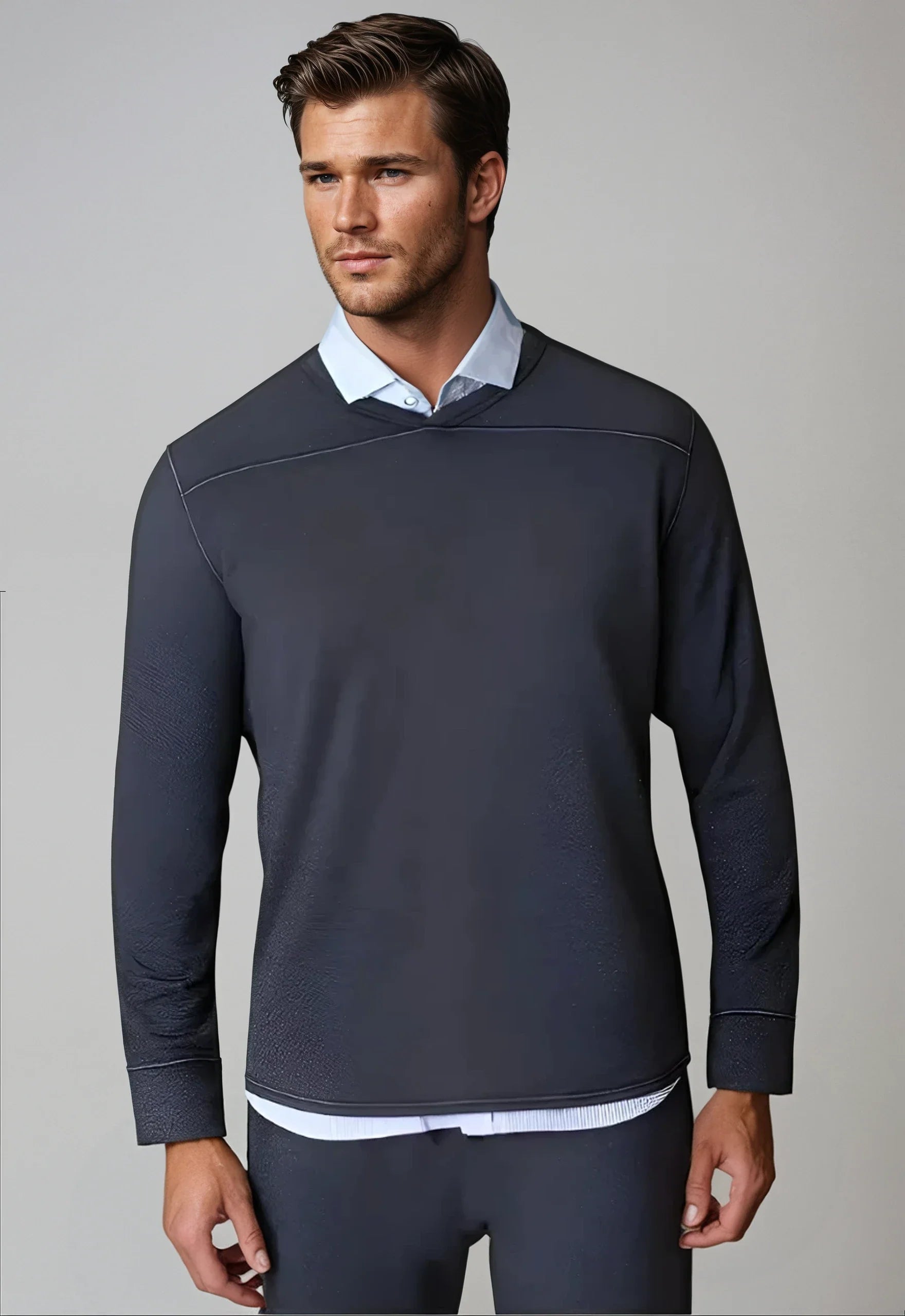 Rugvee Pullover V-Neck Sweatshirt | Charcoal Grey