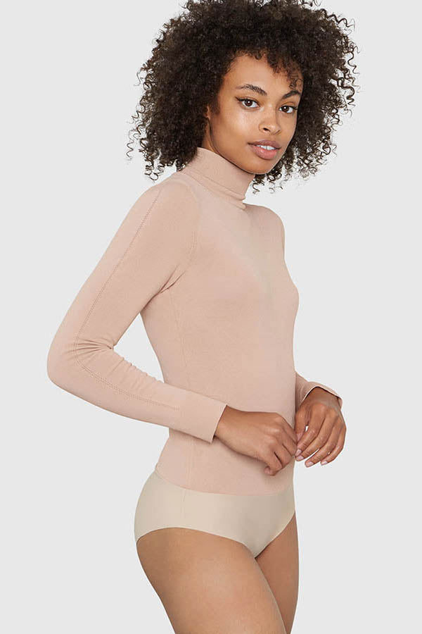 MIRA Turtleneck Viscose Bodysuit BEIGE