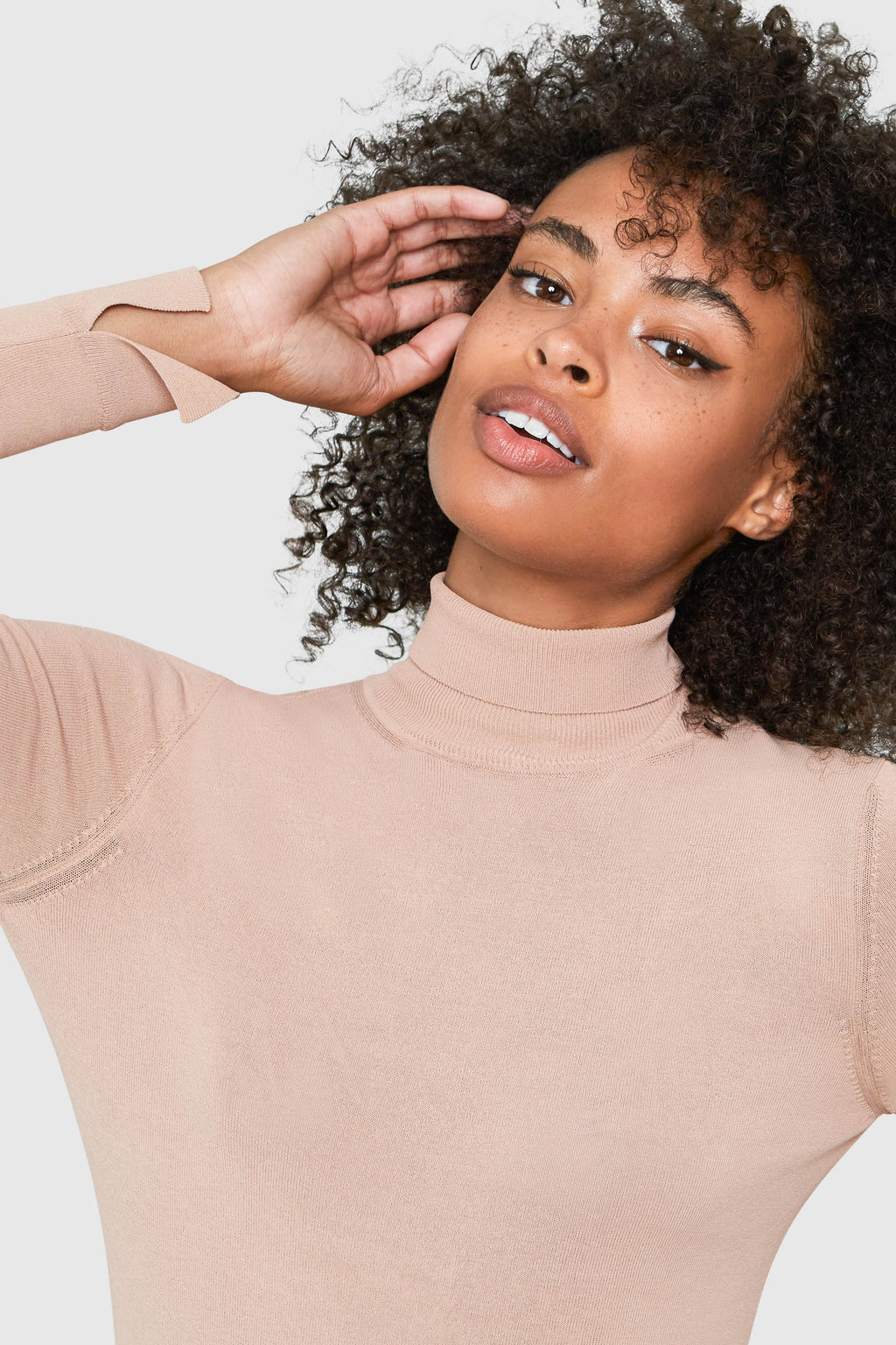 MIRA Turtleneck Viscose Bodysuit BEIGE