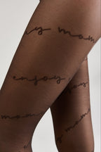 Fantasy Tights Conte Sentiment Diagonal Inscriptions