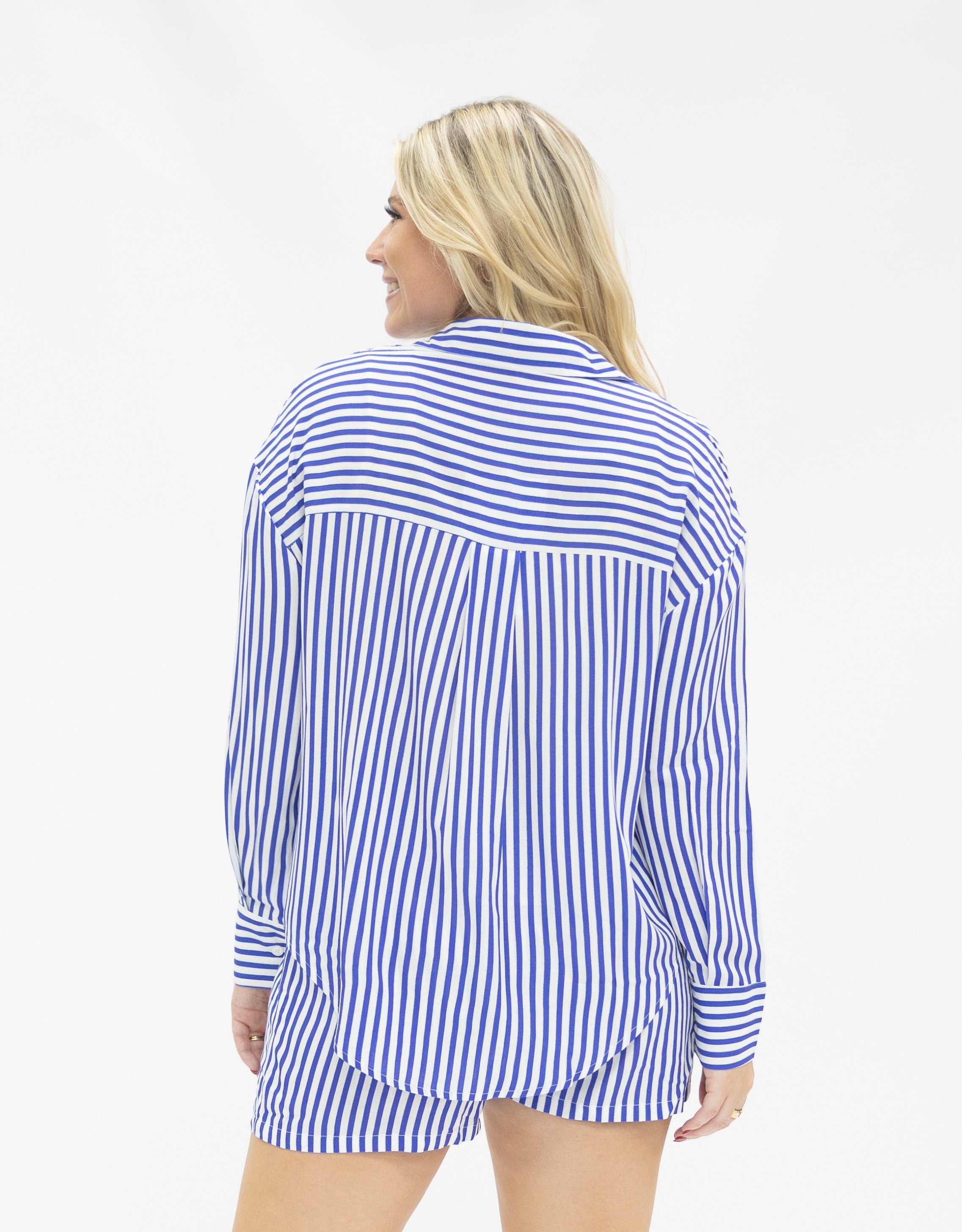 Kathryn Classic Button-Up | Blue Stripe