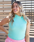 Sleeveless Ribbed Mock Neck Top | Mint