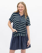 Striped Knit Top with Attached Skirt | Navy