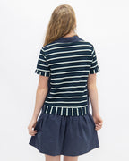 Striped Knit Top with Attached Skirt | Navy
