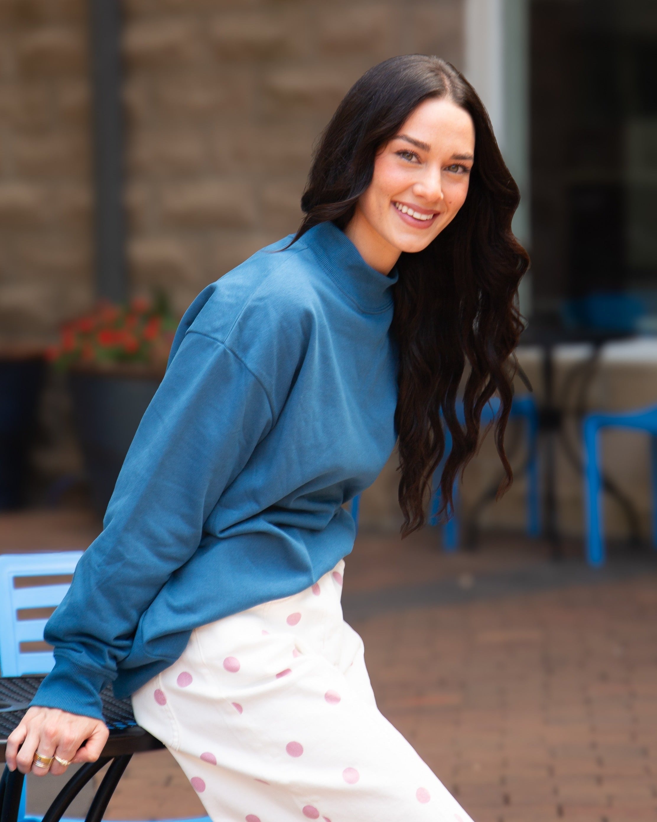 Mock Neck Sweatshirt | Navy
