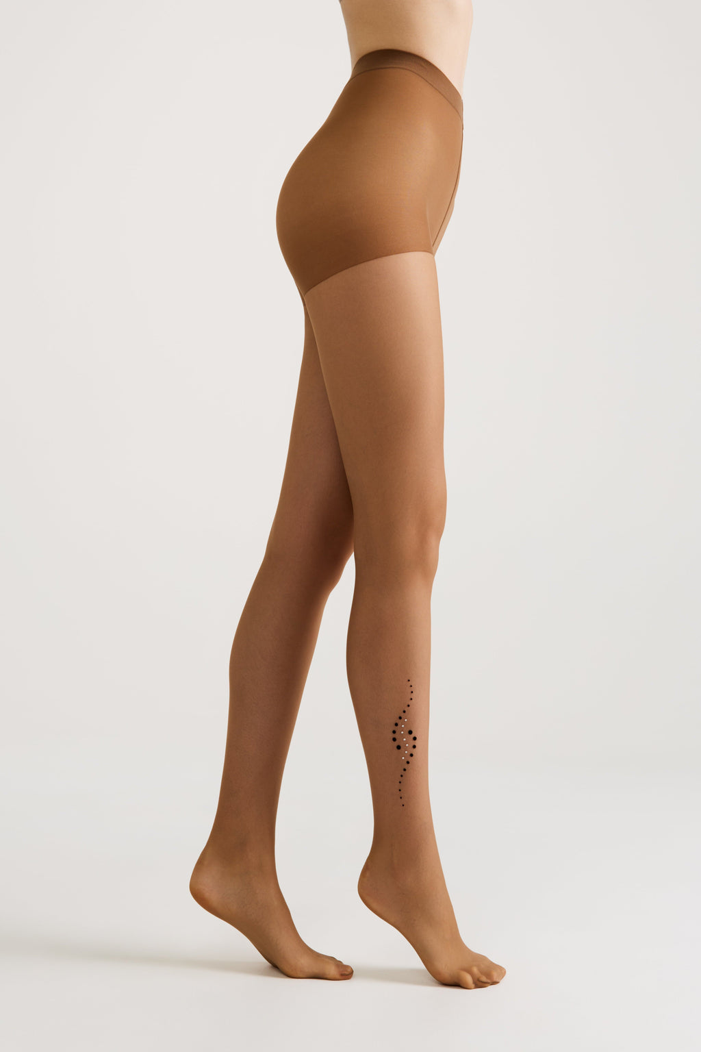 Conte Sheen Fantasy Tights | Flock and Rhinestone Applique