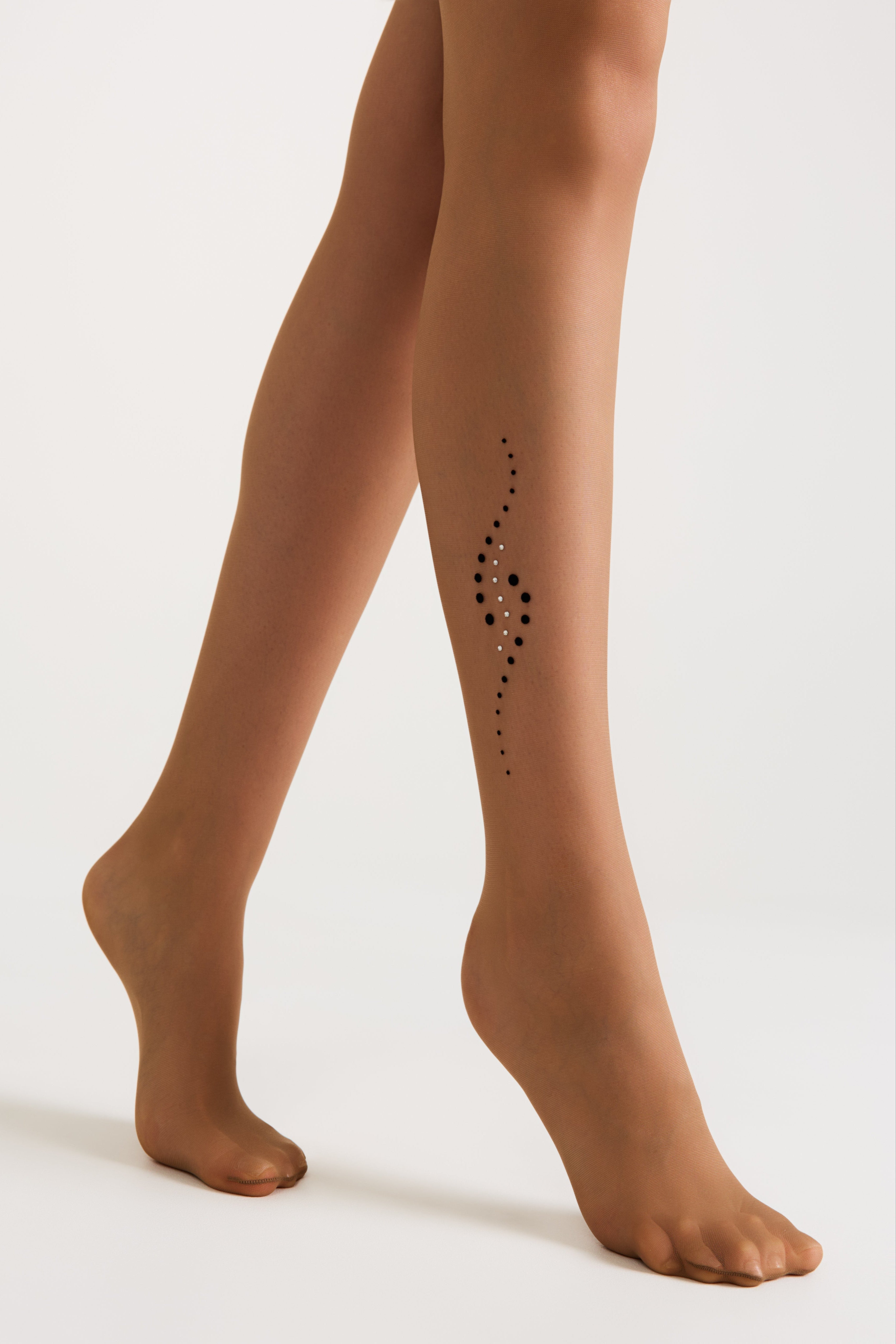 Conte Sheen Fantasy Tights | Flock and Rhinestone Applique