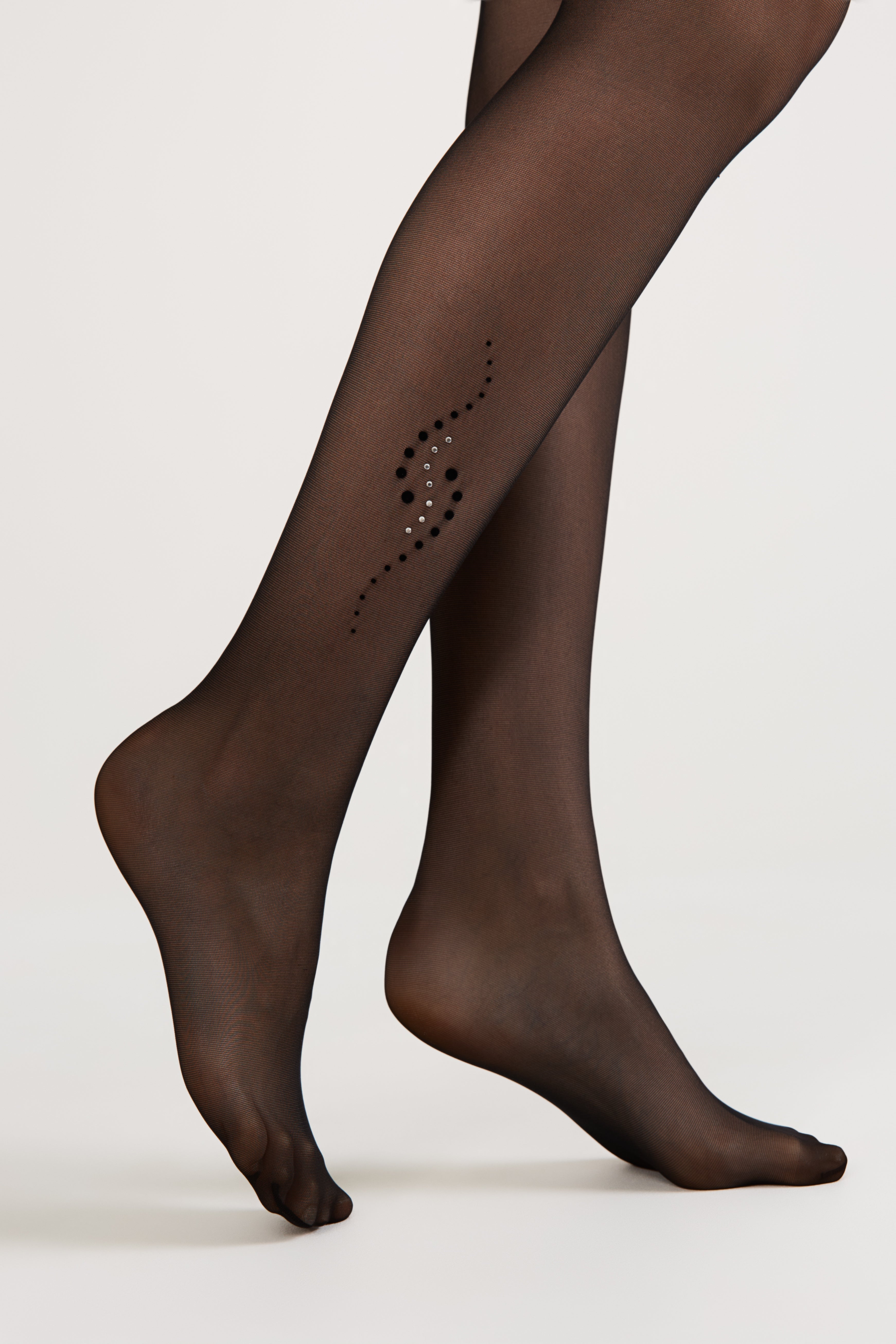Conte Sheen Fantasy Tights | Flock and Rhinestone Applique