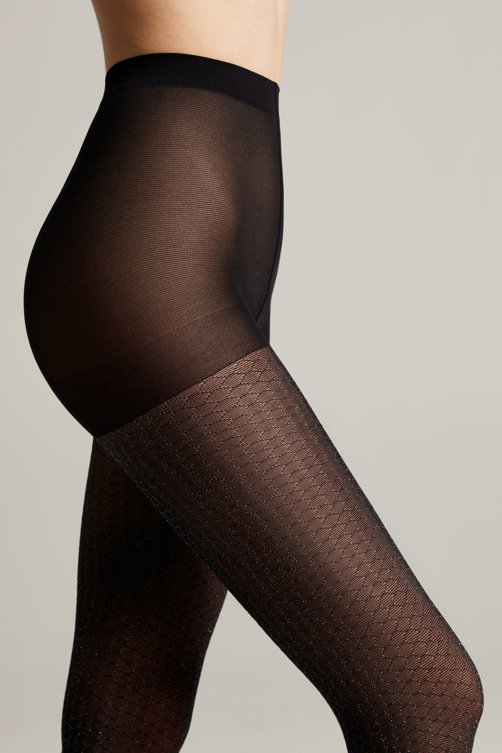 Conte Silver Fantasy Tights | Shining Openwork Honeycomb Pattern