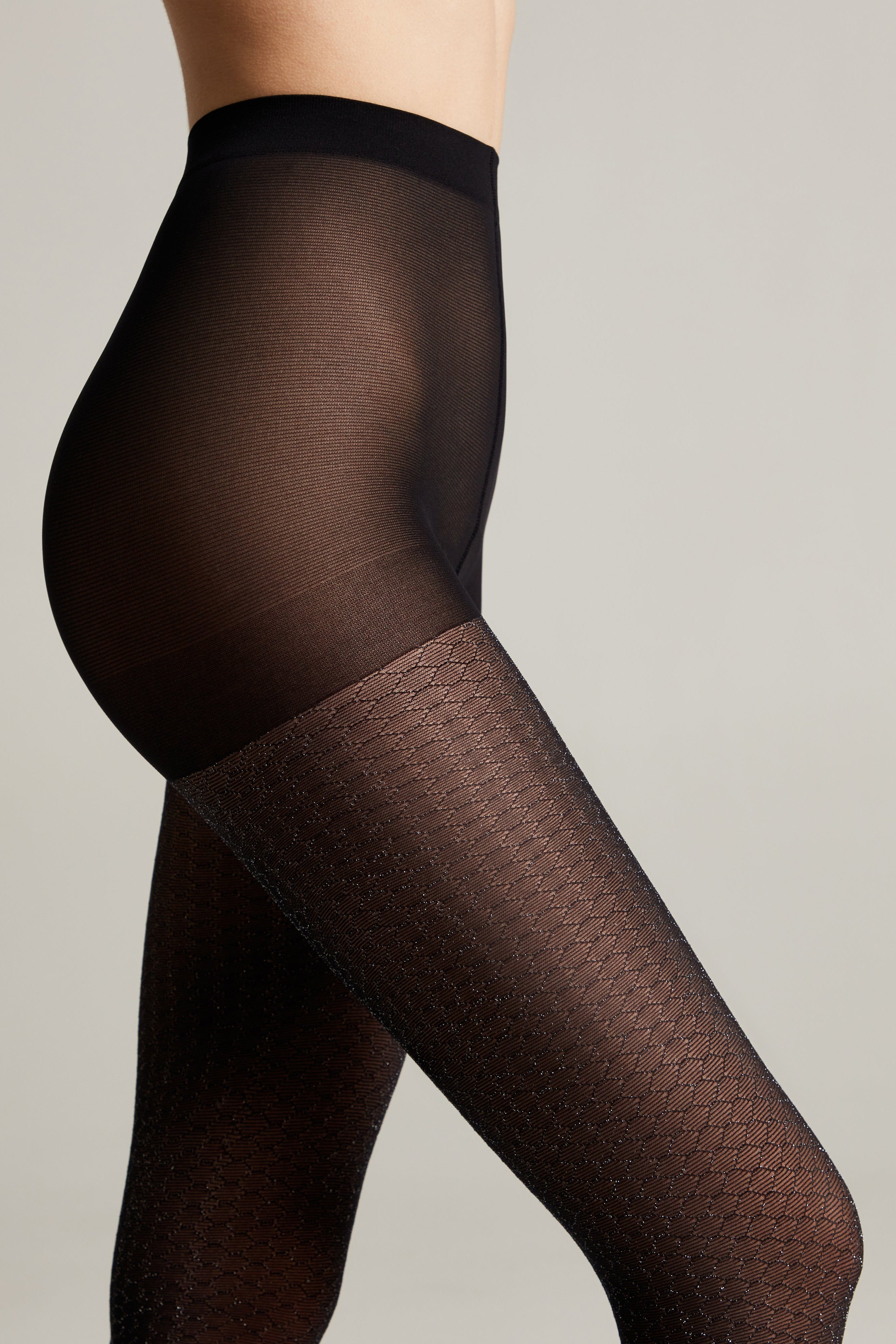 Conte Silver Fantasy Tights | Shining Openwork Honeycomb Pattern