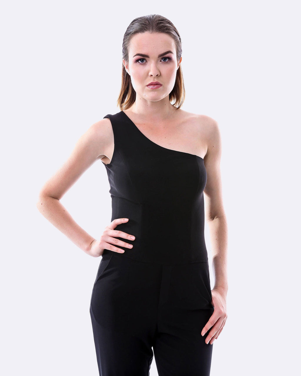 One Shoulder Pantsuit | Black