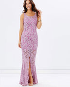 Lace Evening Dress with Split | Lavender