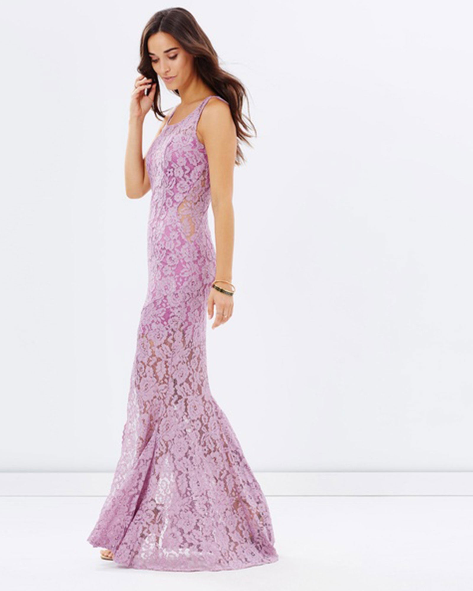 Lace Evening Dress with Split | Lavender
