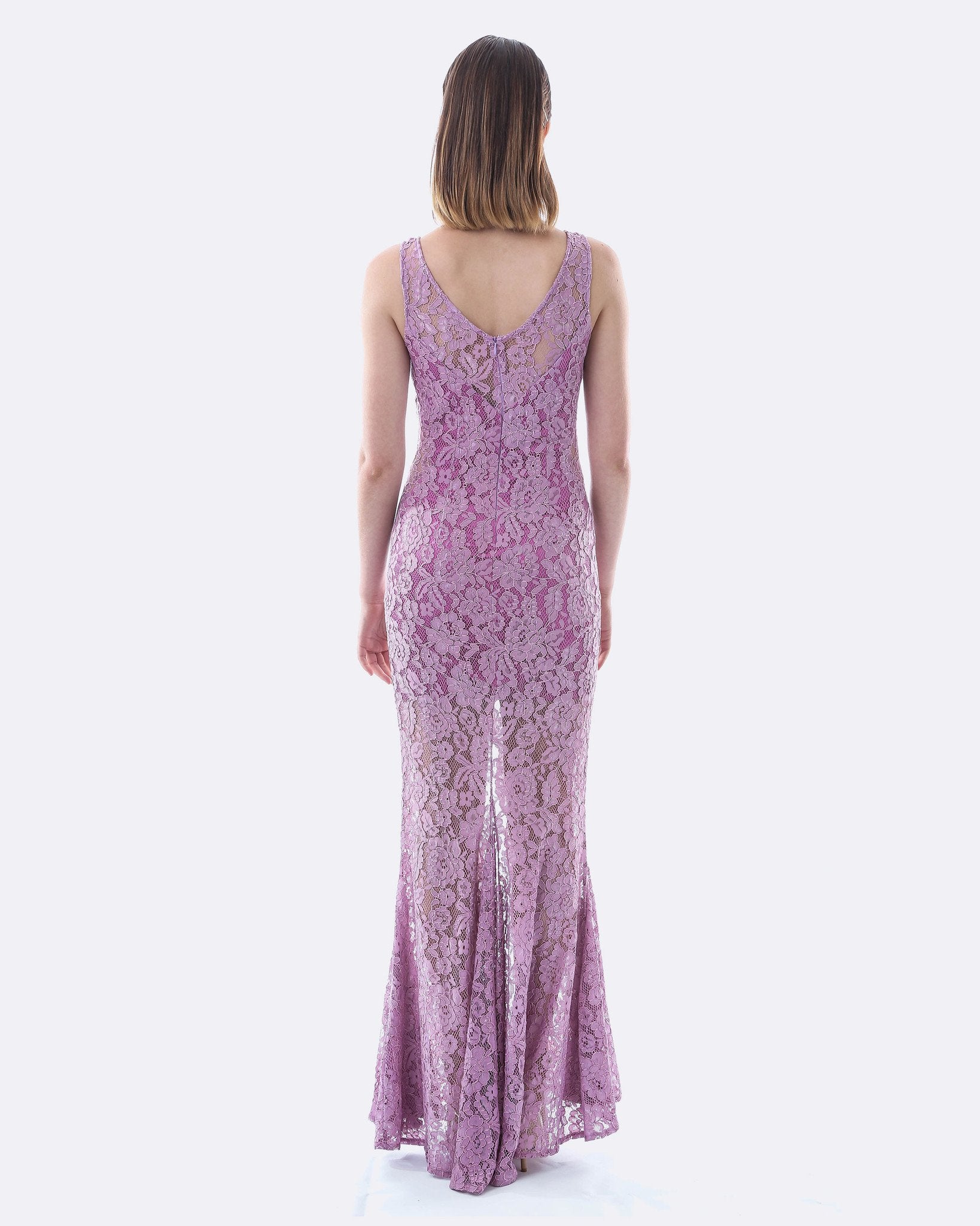 Lace Evening Dress with Split | Lavender