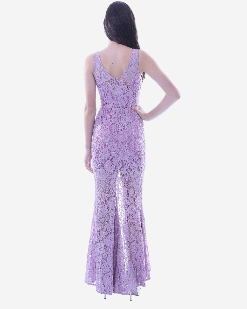 Lace Evening Dress with Split | Lavender